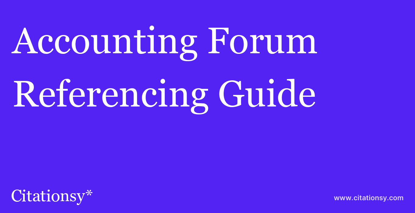 cite Accounting Forum  — Referencing Guide